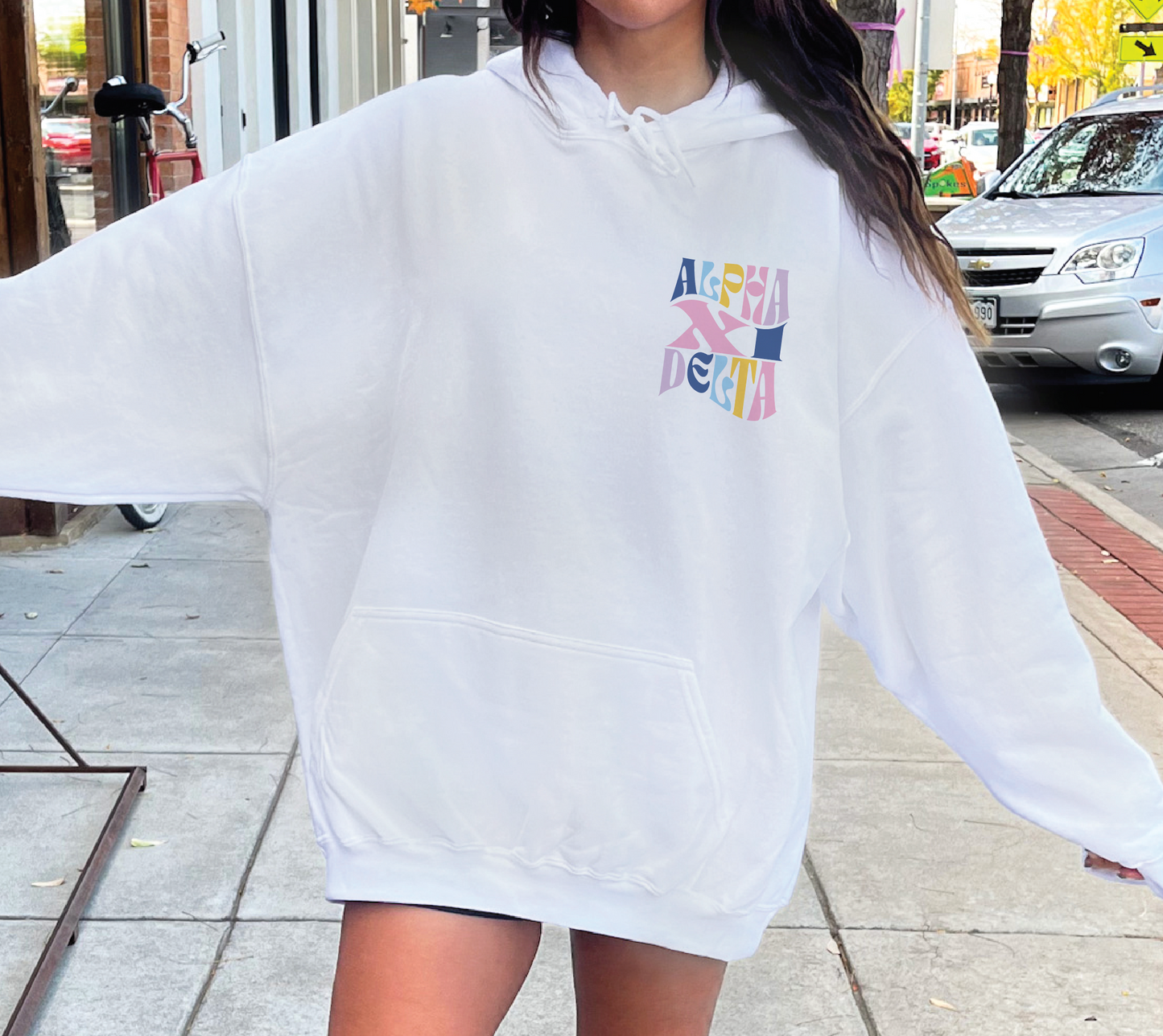 Alpha Xi Delta Oversized Shirt, Groovy Sorority Sweatshirt , Alpha Xi Delta Hoodie, AZD Sorority, Alpha Xi, AZD Sorority Shirt