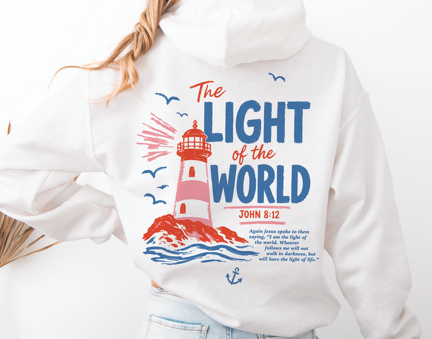Christian Unisex Hooded Sweatshirt, Light of the World, Jesus Sweatshirt, Bible verse hoodie, Jesus Hoodie