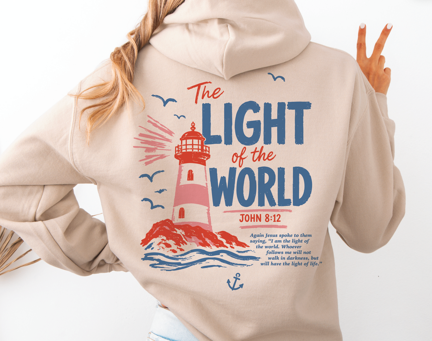 Christian Unisex Hooded Sweatshirt, Light of the World, Jesus Sweatshirt, Bible verse hoodie, Jesus Hoodie