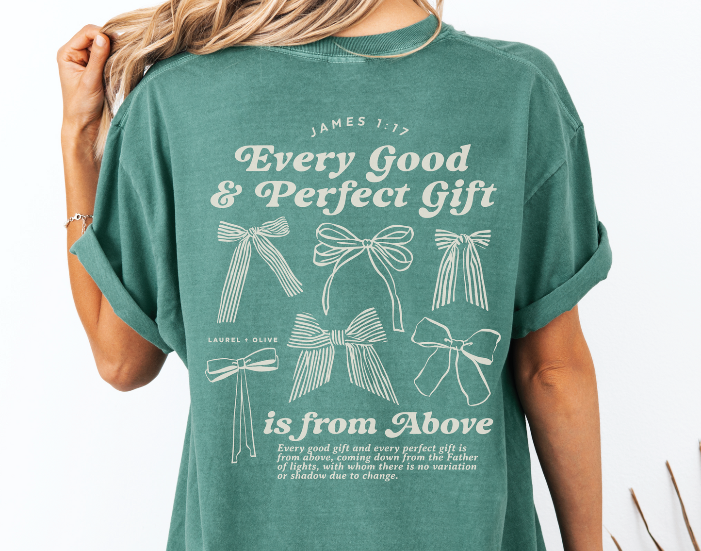 Women's Christian Bible Verse Shirt, Every Good Gift is from Above Shirt, James 1:17 Tee, Unisex Garment-Dyed, Gift for Christian Women