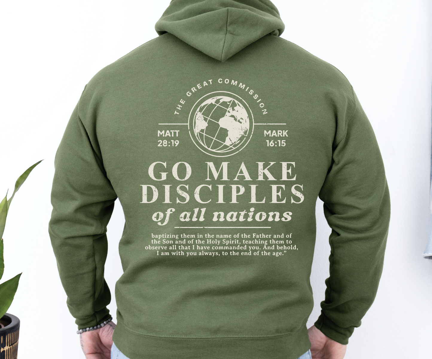 Men's Christian Bible Verse Hoodie, Go Make Disciples Hoodie, Matthew 28 Sweatshirt, Unisex Hoodie, Gift for Christian Women and Men