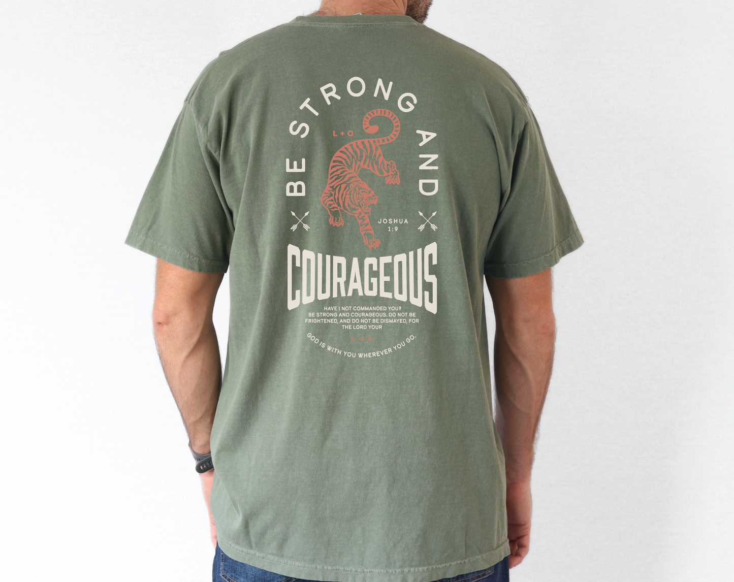 Men's Christian Bible Verse Shirt, Be Strong and Courageous Shirt, Joshua 1:9 Tee, Unisex Garment-Dyed Shirt, Comfort Colors, Gift for Men