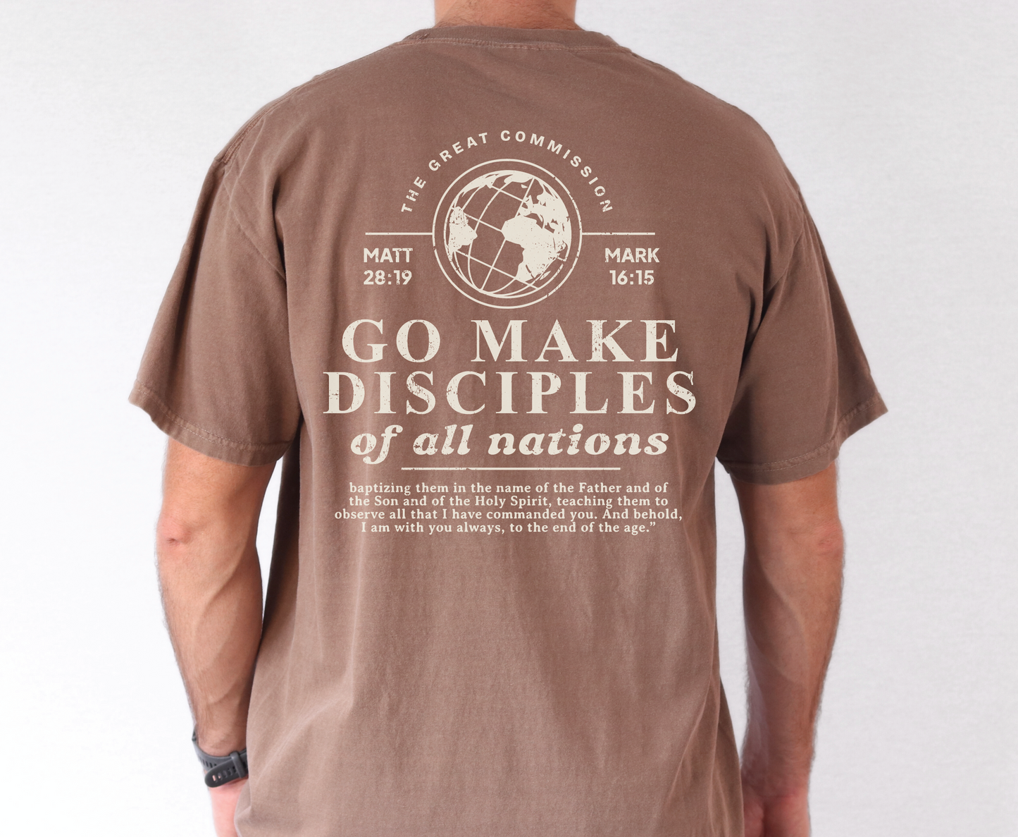 Men's Christian Bible Verse Shirt, Be Go Make Disciples Shirt, Matthew 28 Tee, Unisex Garment-Dyed Shirt, Comfort Colors, Gift for Men