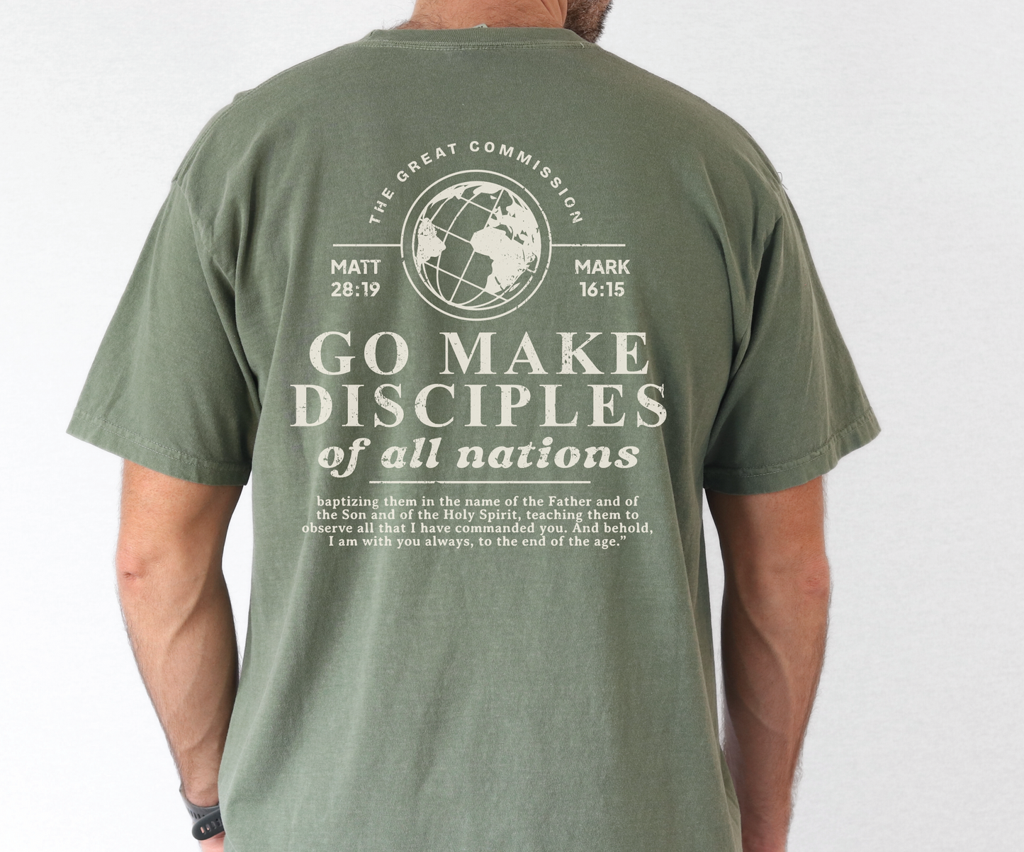 Men's Christian Bible Verse Shirt, Be Go Make Disciples Shirt, Matthew 28 Tee, Unisex Garment-Dyed Shirt, Comfort Colors, Gift for Men